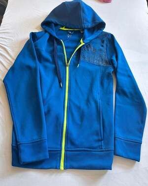 Adidas Men's Blue Full-Zip Hoodie w/Grey Diamond Pattern Chest Panel, Size S
D1